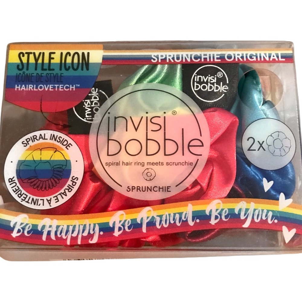 invisibobble Sprunchie 2-Pack Satin Hair Scrunchies - Pink & Teal